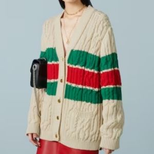 Gucci Cable Knit Cardigan Sweater Large